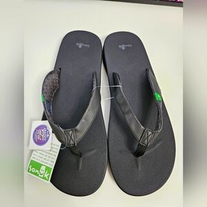 Sanuk Yoga Mat Wander Flip Flops Black Womens Size 11